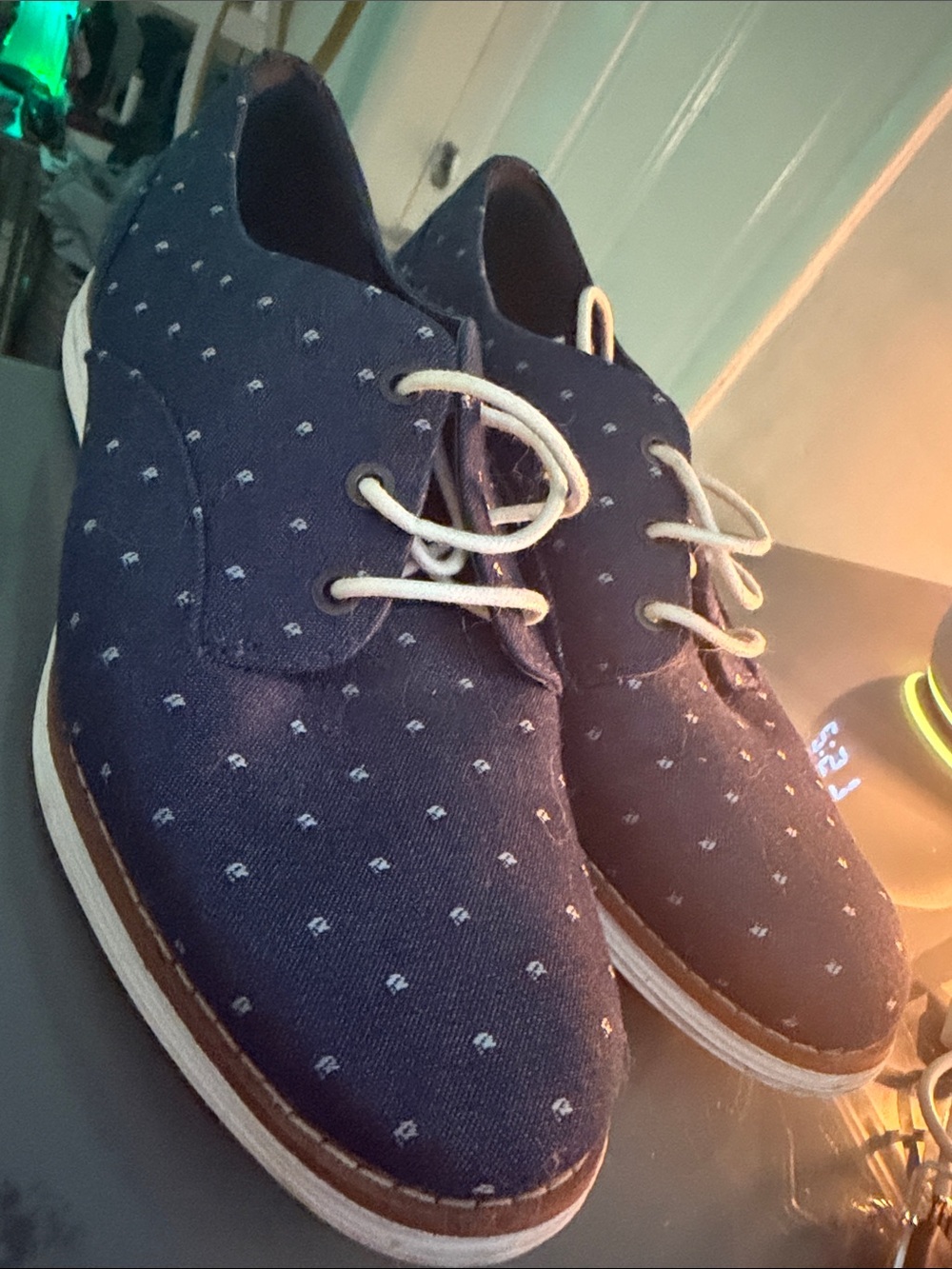 Cole Haan Navy Patterned Chukka Boots with White Laces 5-1/2B